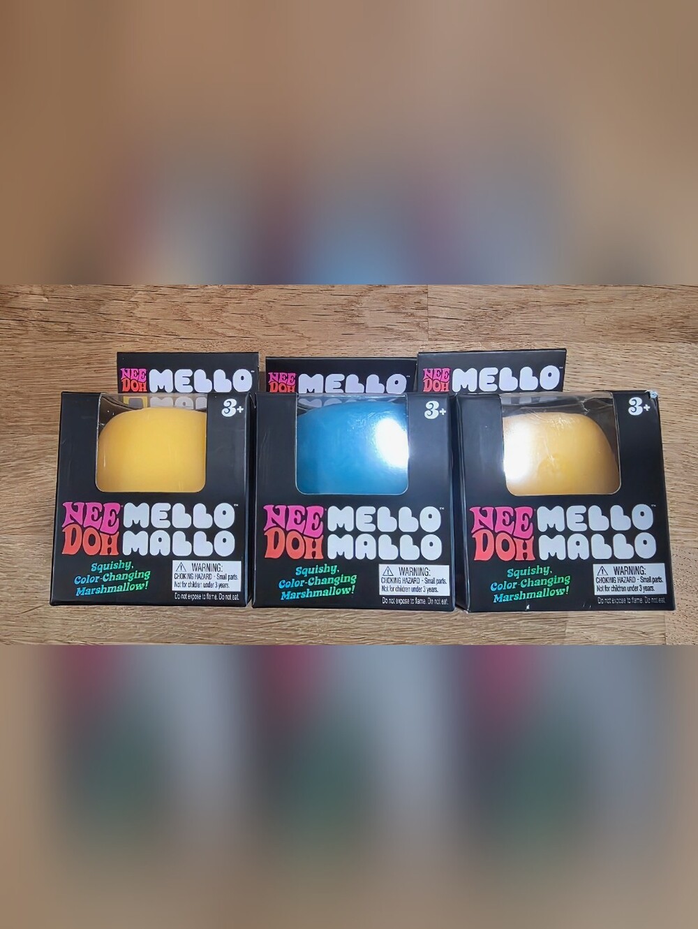 NeeDoh Mello Mallo Color-Changing Marshmallow Blue Orange Set of 3 NWT